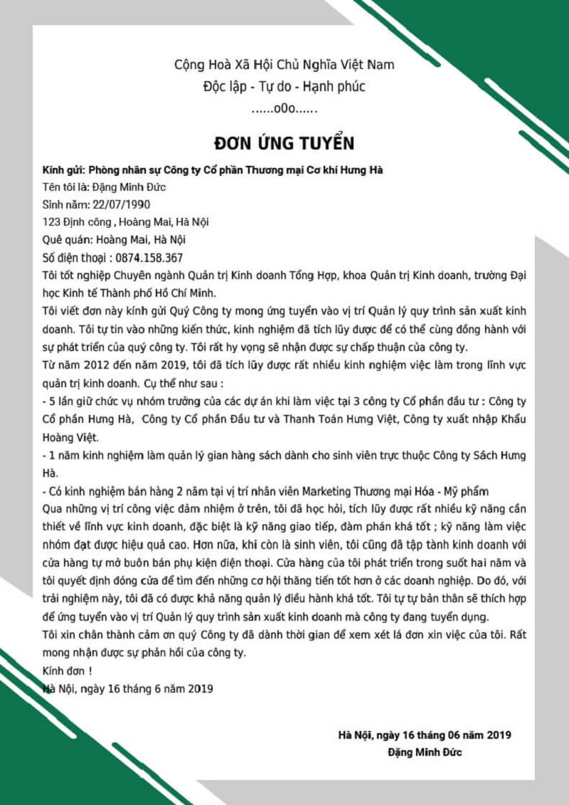 Tham khảo mẫu đơn xin việc topcvai.com