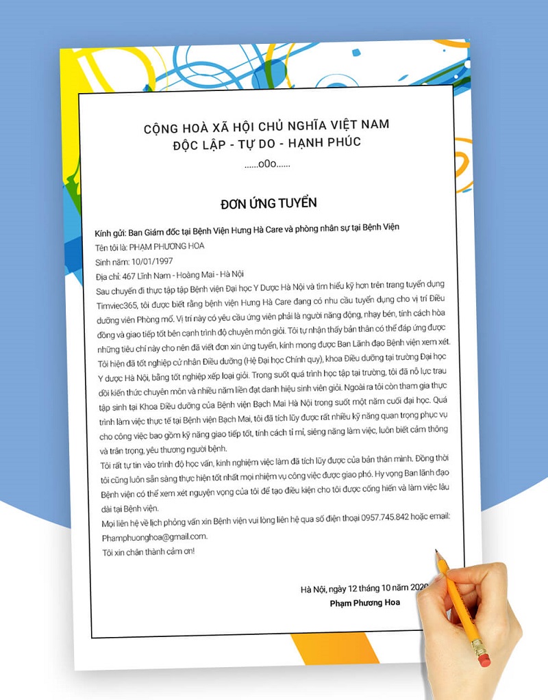 Mẫu đơn xin việc y tế dược