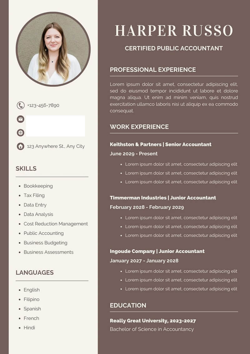 Mẫu CV Kế toán cho sinh viên mới ra trường