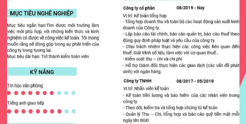 Phần mục tiêu nghề nghiệp trong CV xin việc Kế toán