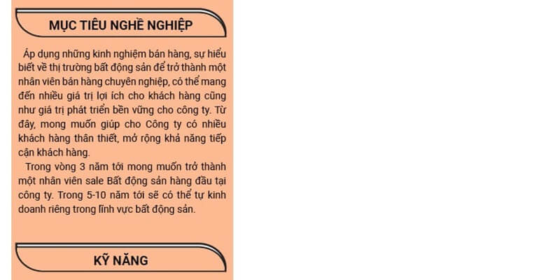 Mục tiêu nghề nghiệp trong CV xin việc bất động sản