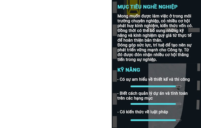 Phần mục tiêu nghề nghiệp trong CV giao thông vận tải cầu đường