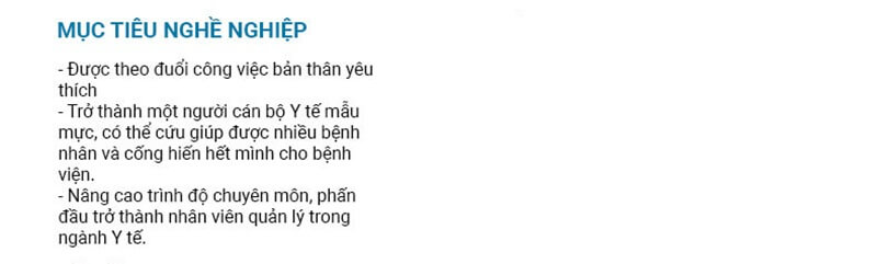 Phần mục tiêu nghề nghiệp trong CV xin việc y tế - dược