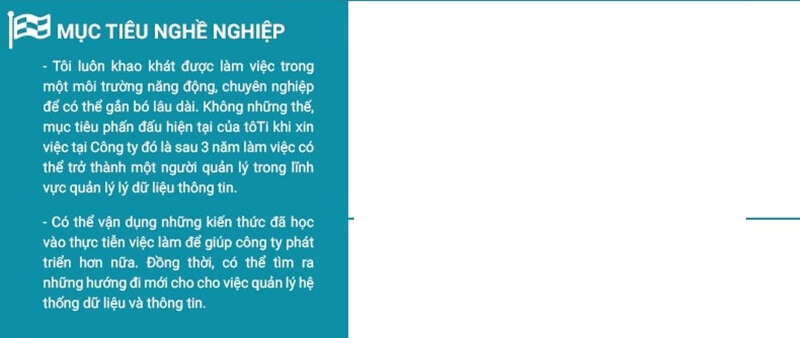 Phần mục tiêu nghề nghiệp trong CV xin việc bưu chính viễn thông