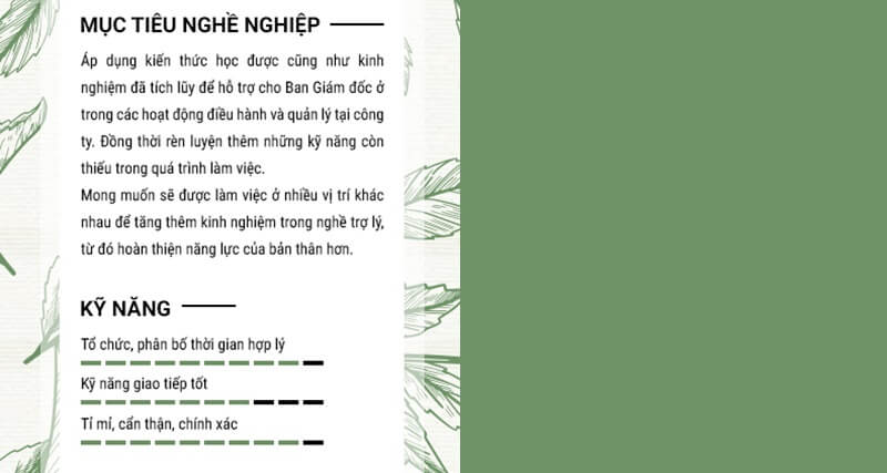 Phần mục tiêu nghề nghiệp trong CV thư ký trợ lý