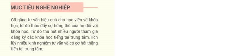 Phần mục tiêu nghề nghiệp trong CV xin việc tư vấn