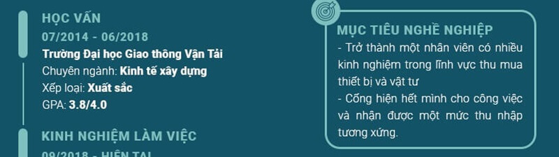 Phần mục tiêu nghề nghiệp trong CV thiết bị vật tư
