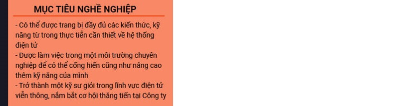 Phần mục tiêu nghề nghiệp trong CV xin việc điện tử viễn thông