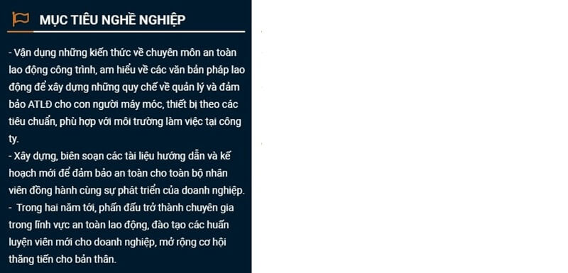 Phần mục tiêu nghề nghiệp trong CV ngành An toàn lao động