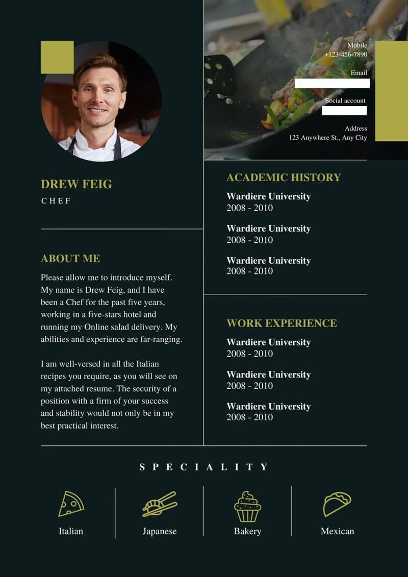 Phông chữ và định dạng văn bản trong CV nấu ăn