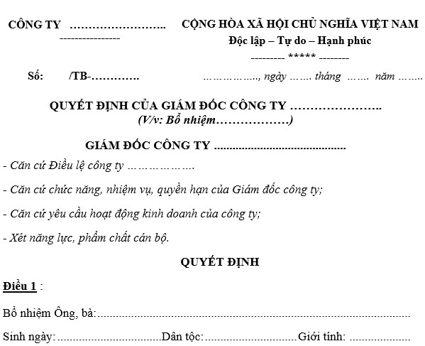 Bổ nhiệm kế toán trưởng