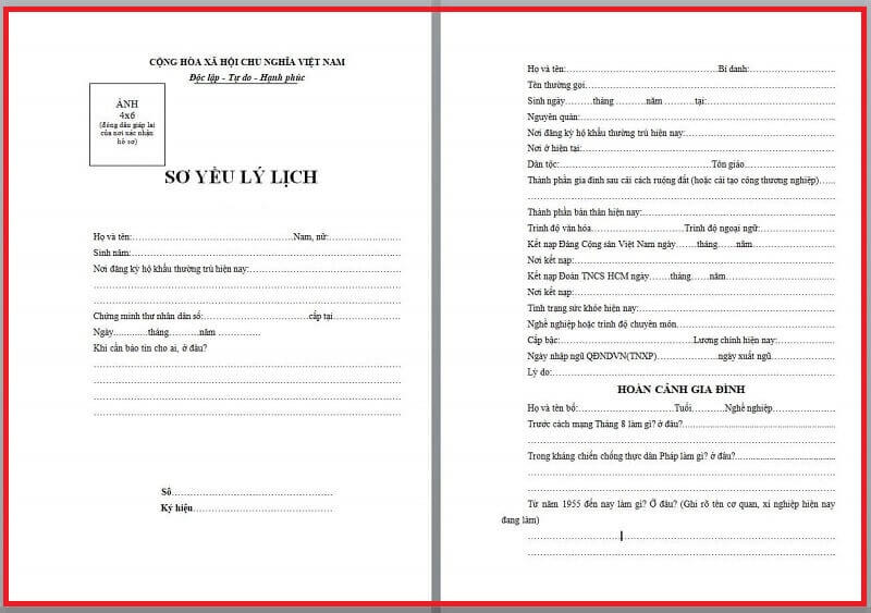 Sơ yếu lý lịch quân đội