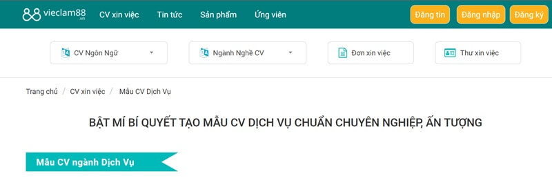 Tạo và thiết kế CV xin việc ngành dịch vụ với Topcvai
