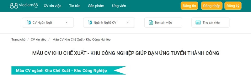 Tạo và tải CV xin việc khu chế xuất khu công nghiệp ở đâu chất lượng?