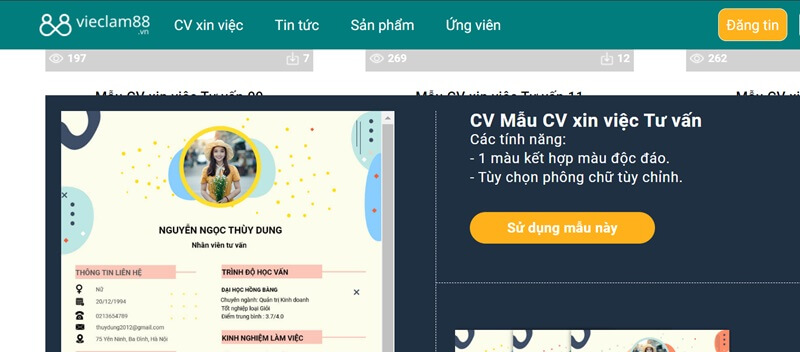 Tìm kiếm các mẫu CV xin việc tư vấn chất lượng tại Topcvai