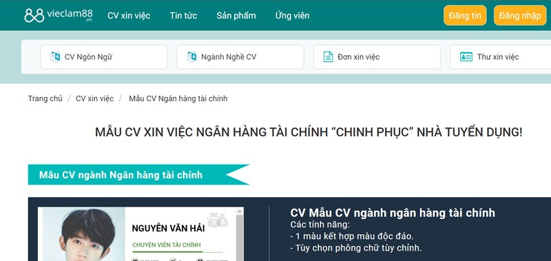 Tạo mẫu CV ngân hàng tài chính chuyên nghiệp với Topcvai