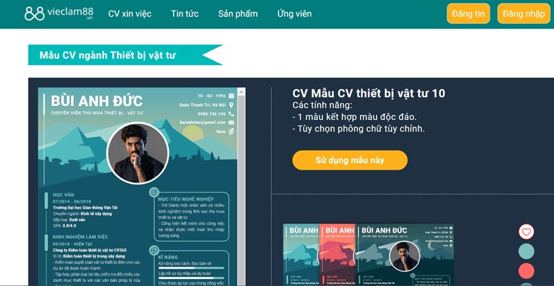 Khám phá kho mẫu CV thiết bị vật tư chuyên nghiệp với Topcvai