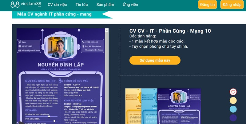 Tìm kiếm các mẫu CV xin việc IT phần cứng mạng với Topcvai