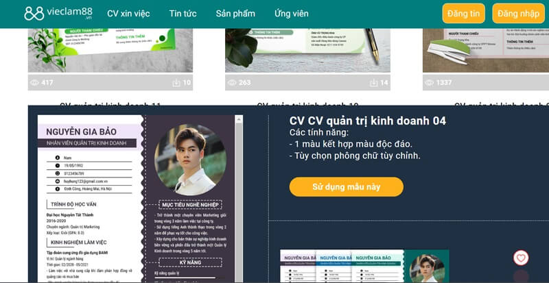 Tìm kiếm các mẫu CV quản trị kinh doanh chất lượng tại Topcvai