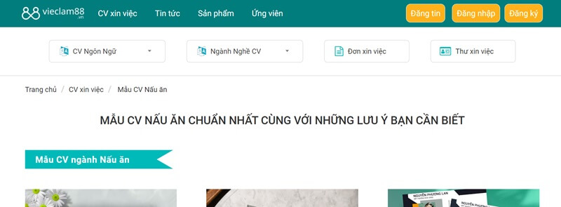Tìm kiếm các mẫu CV xin việc nấu ăn chuyên nghiệp, chất lượng với Topcvai