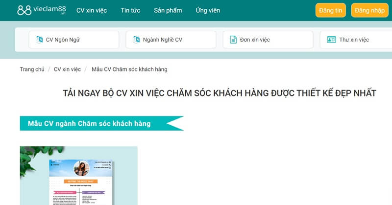 Tìm kiếm mẫu thiết kế CV chăm sóc khách hàng ở đâu?