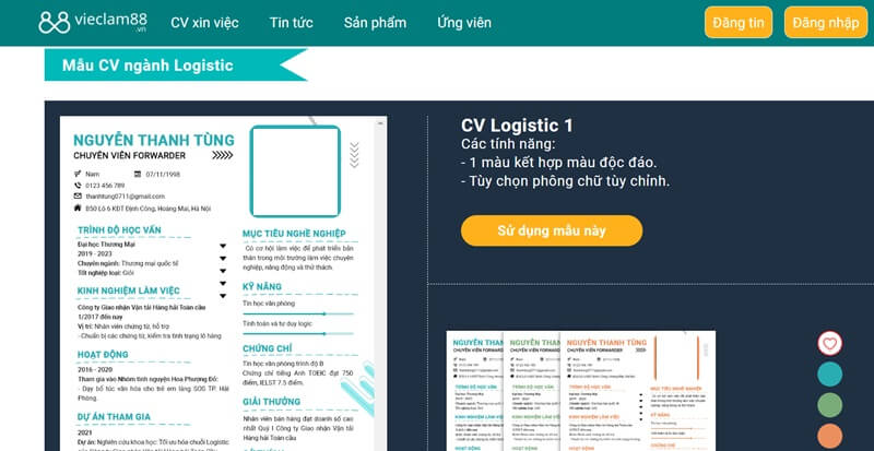 Tạo mẫu CV Logistic chuyên nghiệp và hiện đại với Topcvai