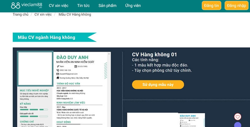 Tìm kiếm mẫu CV ngành hàng không chất lượng tại địa chỉ nào?