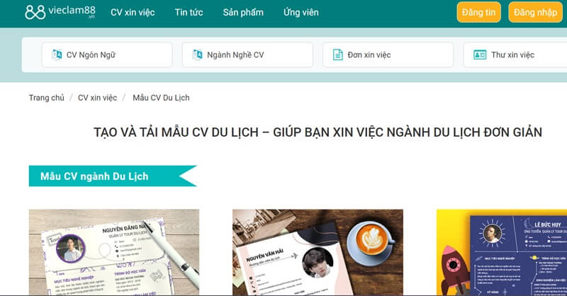 Tạo CV xin việc du lịch chất lượng ở đâu?