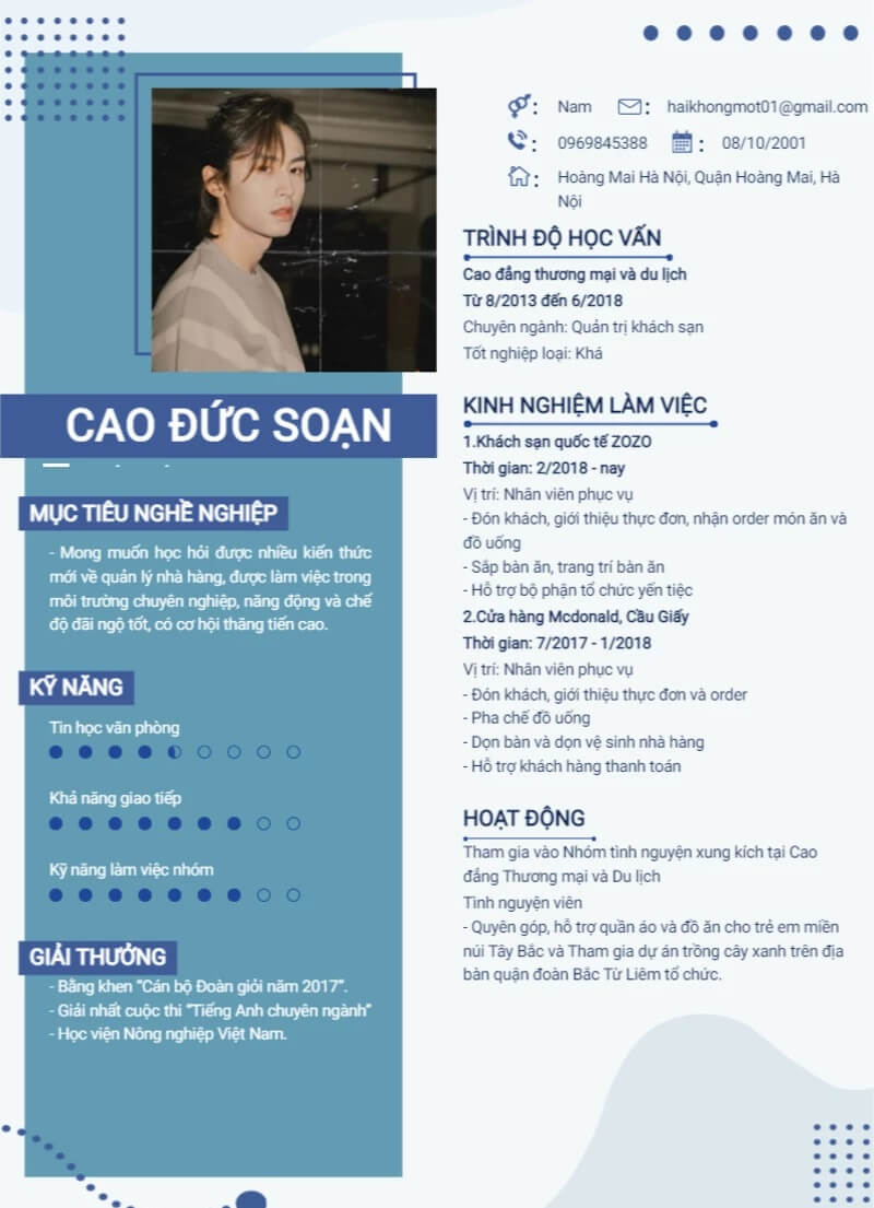 Thiết kế CV xin việc nhà hàng khách sạn và những điều có thể bạn chưa biết