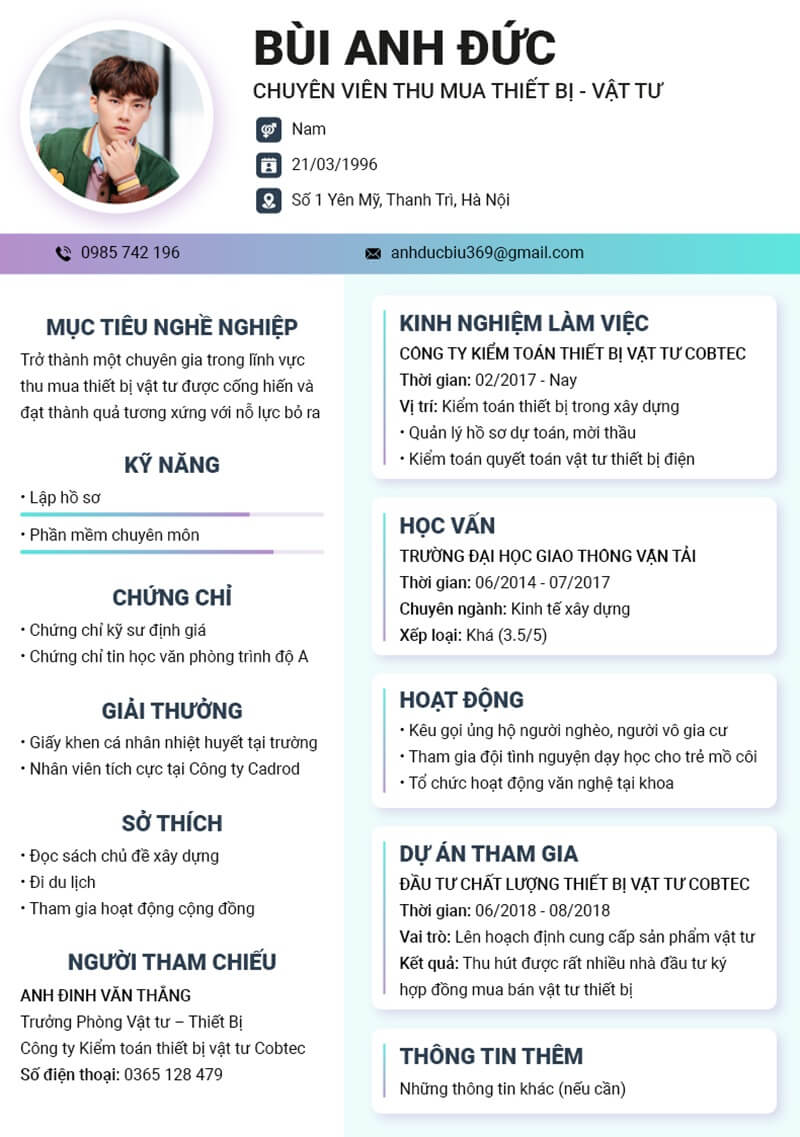 Bí quyết thiết kế CV xin việc thiết bị vật tư chinh phục nhà tuyển dụng