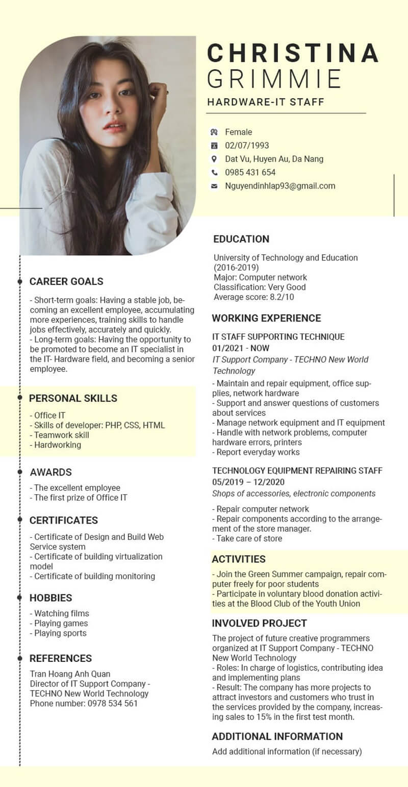 Bí quyết thiết kế CV xin việc IT phần cứng mạng đúng tiêu chuẩn