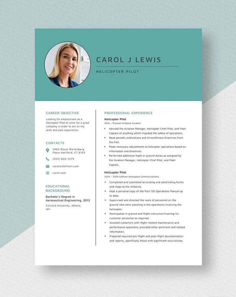 Thiết kế giao diện CV xin việc ngành hàng không gây ấn tượng