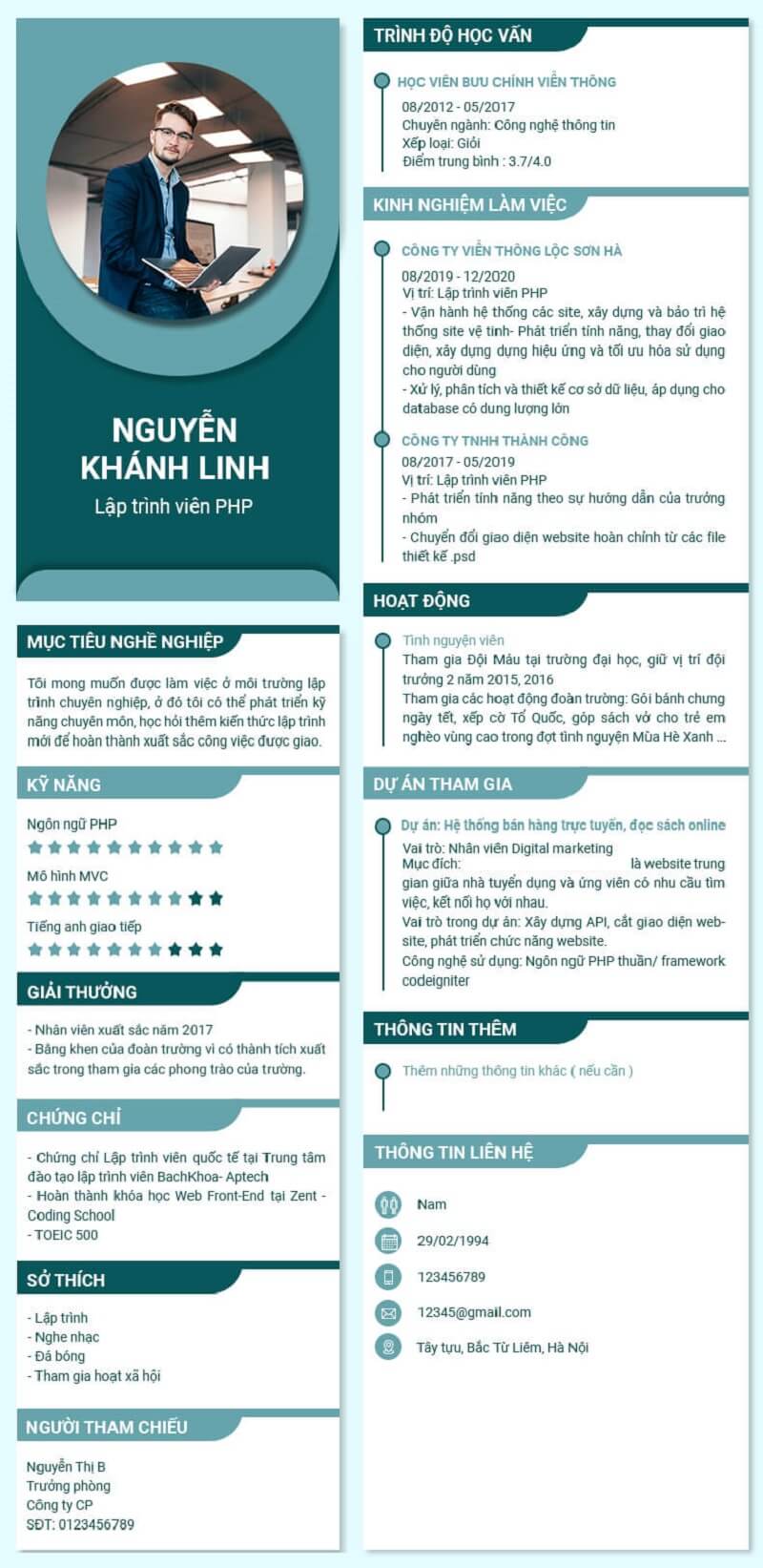 Thiết kế của CV xin việc IT