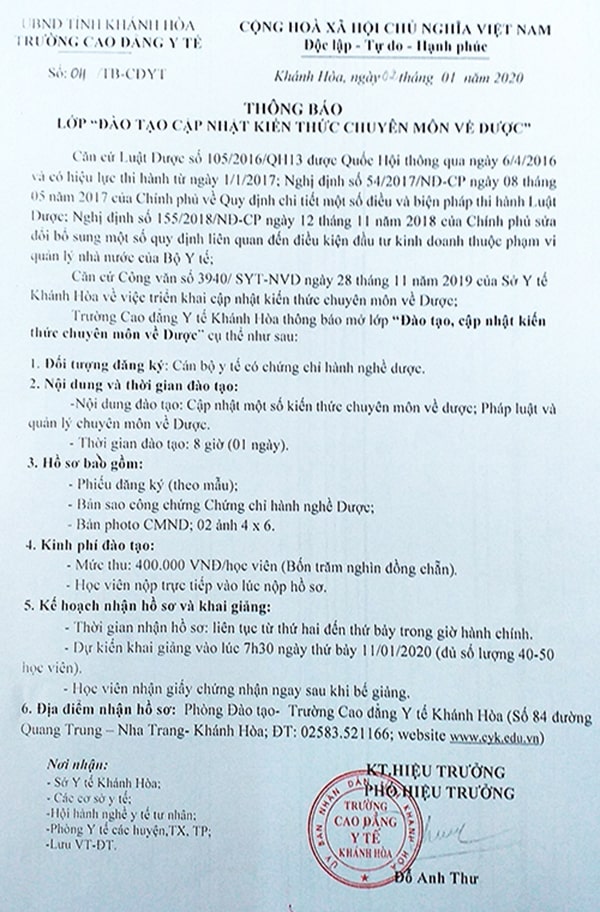 Cấu trúc của một văn bản thông báo