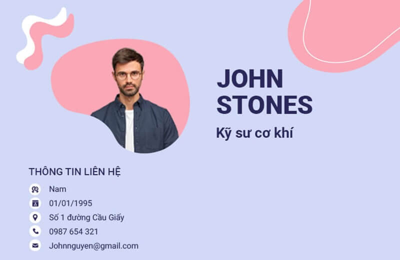 Phần thông tin cá nhân trong CV cơ khí chế tạo