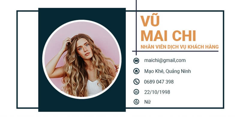 Phần thông tin cá nhân trong CV ngành dịch vụ