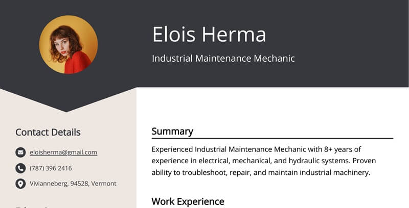 Phần thông tin cá nhân trong CV khu chế xuất khu công nghiệp