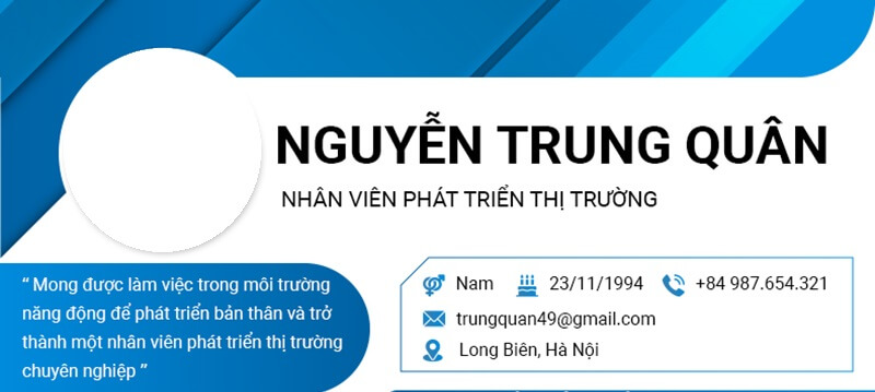 Phần thông tin cá nhân trong CV xin việc phát triển thị trường