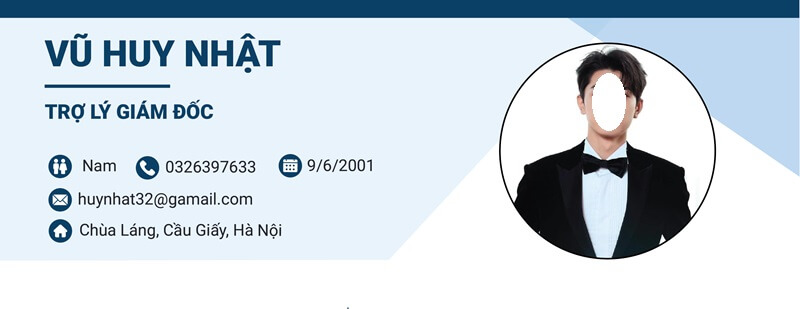 Phần thông tin cá nhân trong CV thư ký trợ lý