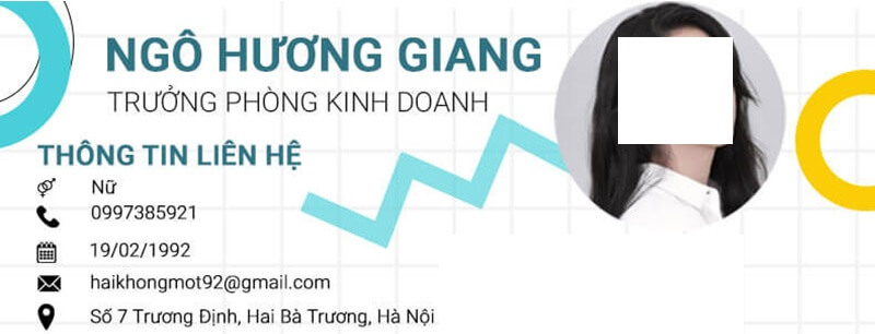 Phần thông tin cá nhân trong mẫu CV quản trị kinh doanh