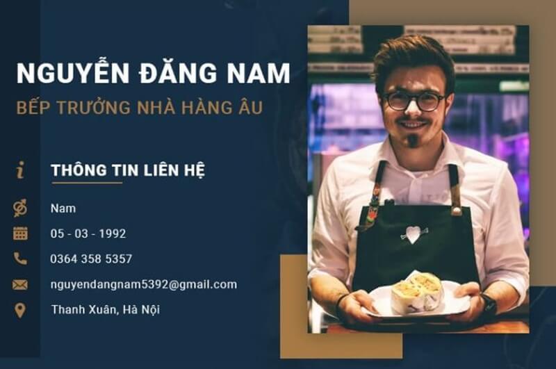 Phần thông tin cá nhân trong CV xin việc ngành ẩm thực