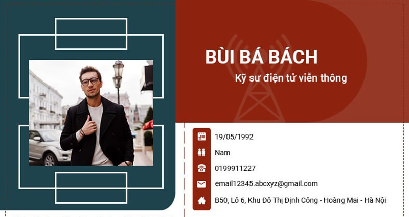 Phần thông tin cá nhân trong CV xin việc điện tử viễn thông