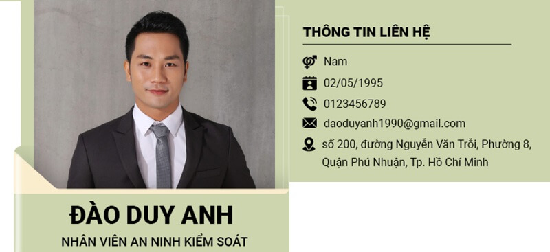 Phần thông tin cá nhân trong CV xin việc ngành hàng không