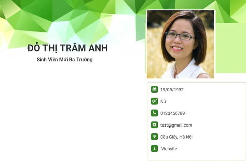 Phần thông tin cá nhân trong bản CV của sinh viên mới ra trường