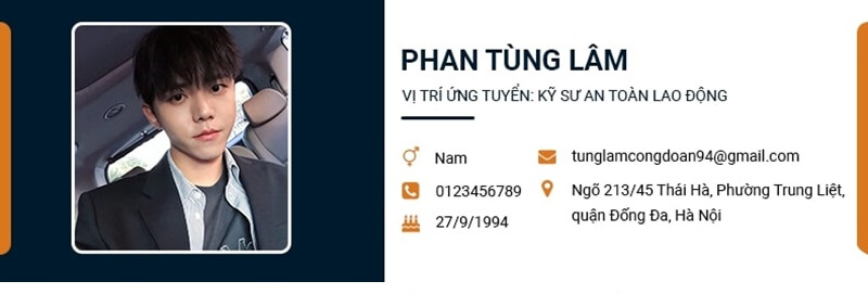 Phần thông tin cá nhân trong CV xin việc An toàn lao động
