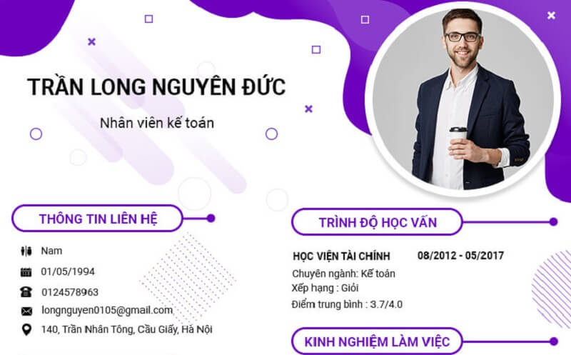 Phần thông tin cá nhân trong CV xin việc Kế toán