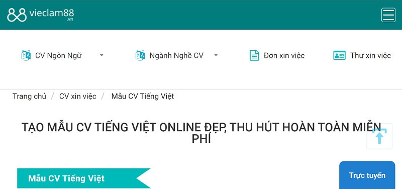 topcvai - trang web tìm việc và tạo CV tiếng Việt uy tín