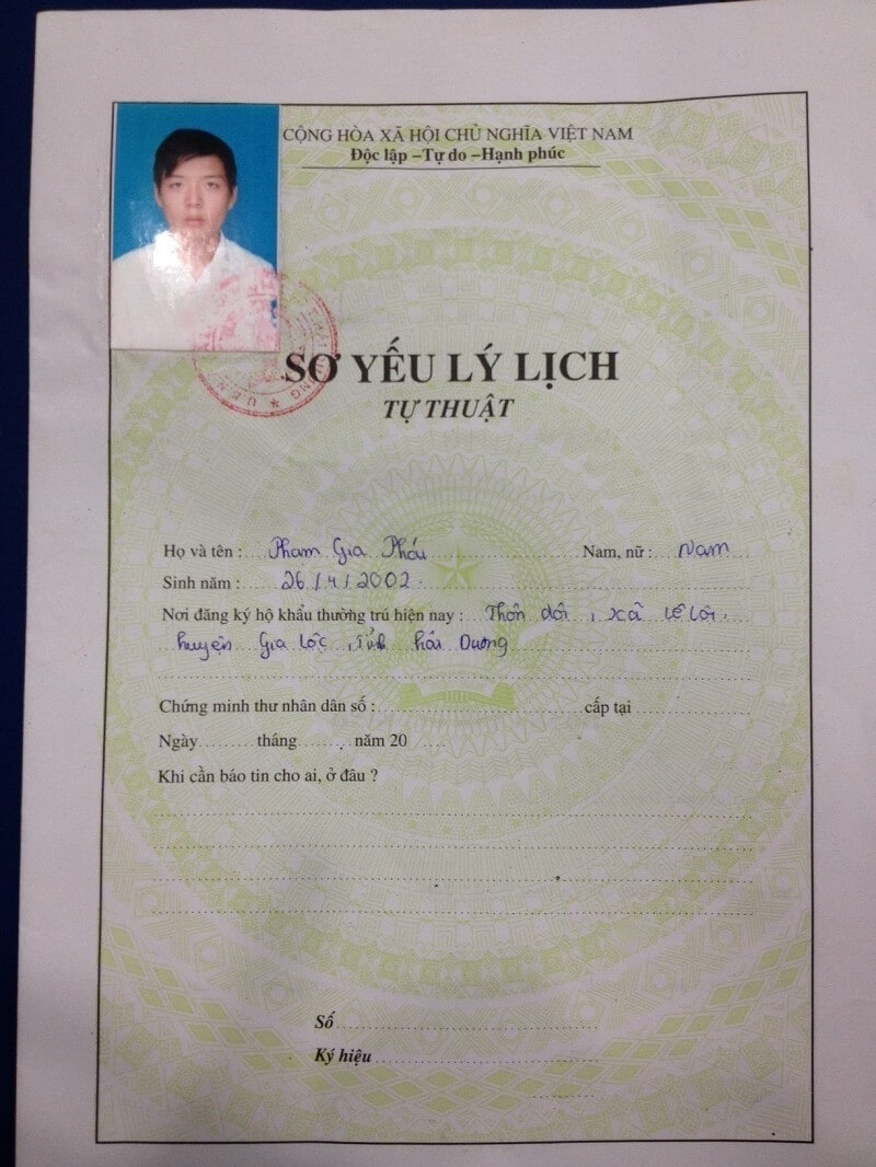 Yêu cầu về thủ tục thực hiện xác nhận sơ yếu lý lịch 