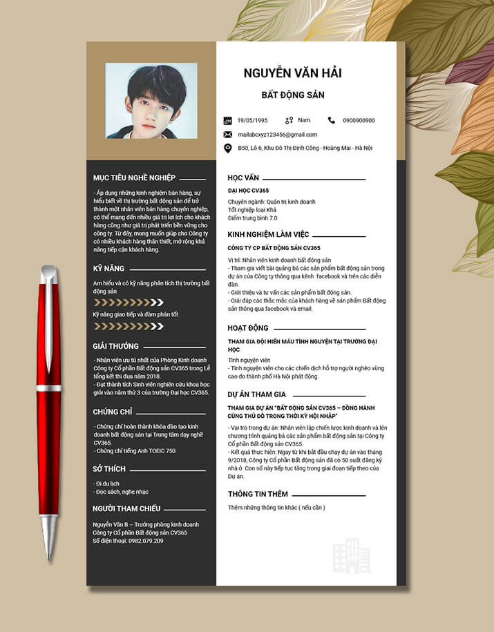 Mẫu CV Bất động sản