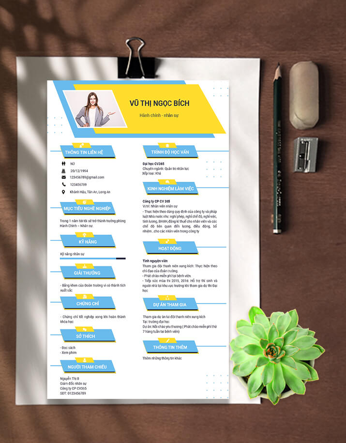 Mẫu CV Hành chính nhân sự